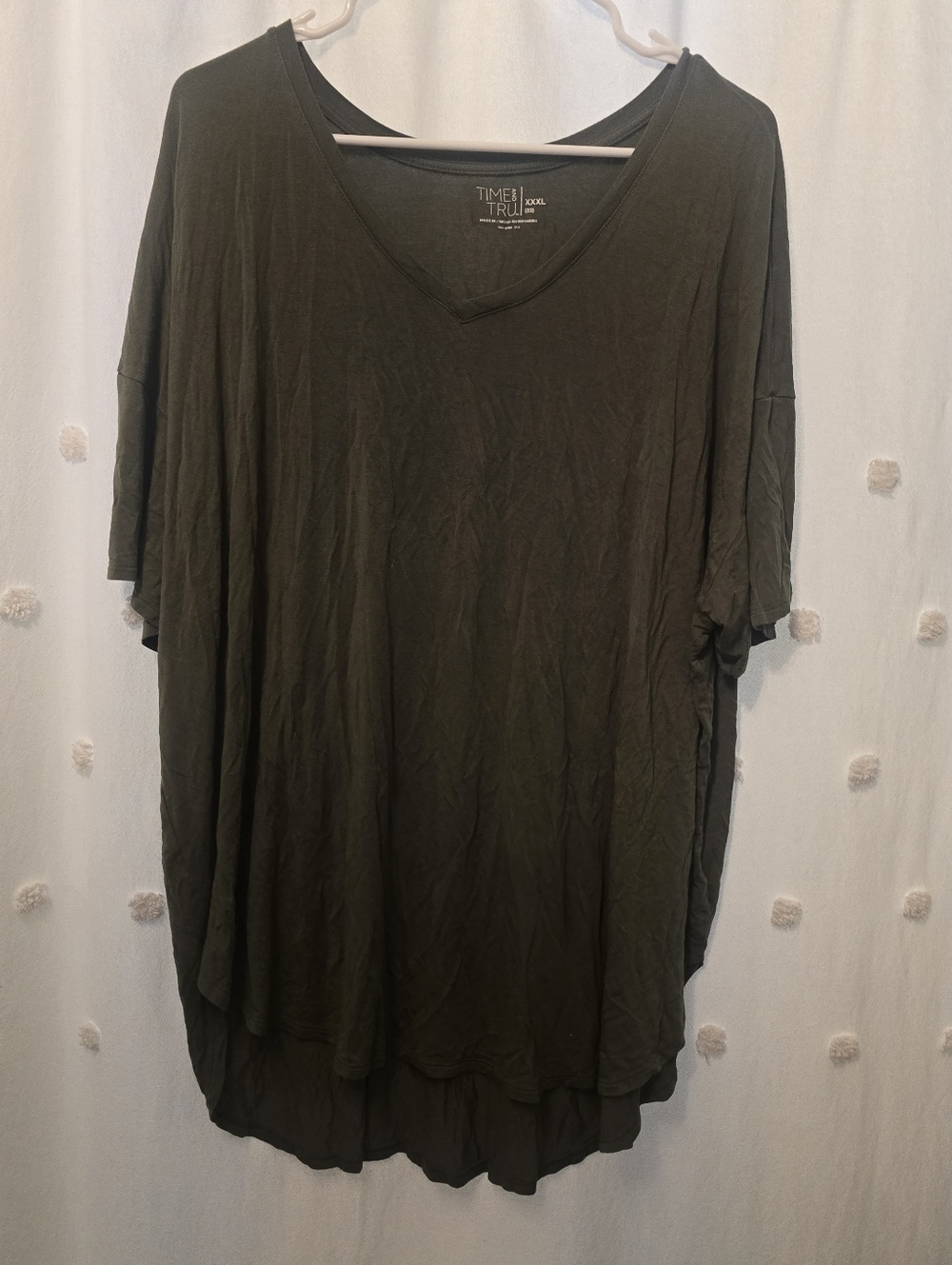 Green Womens Time and Tru Olive Green V-Neck Tunic Top Size Xxxl 22 Lightweight